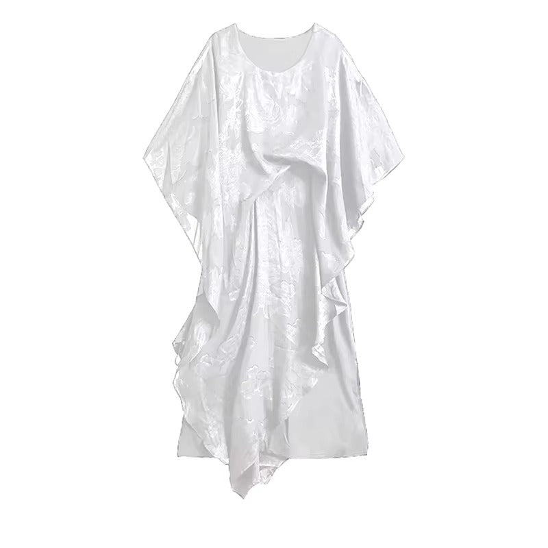 XITAO Irregular Print Loose Dress Casual O-neck Patchwork Gauze Vintage Personality Slimming Pullover Summer Woman Dress ZMY1353