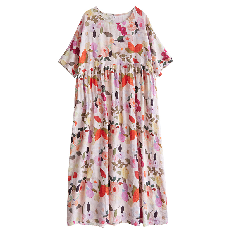 XITAO Floral Print Half Sleeve Dress Casual Loose Fitting A-line Pullover Simple Elegant Summer Female Dress ZMY1132