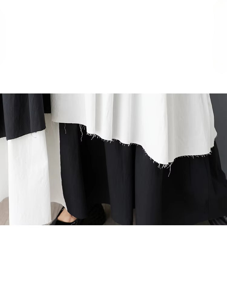 XITAO Asymmetric Patchwork Contrast Color Dress Sleeveless Casual Button Loose Fitting A-line Simple Summer Women Dress GYX1588
