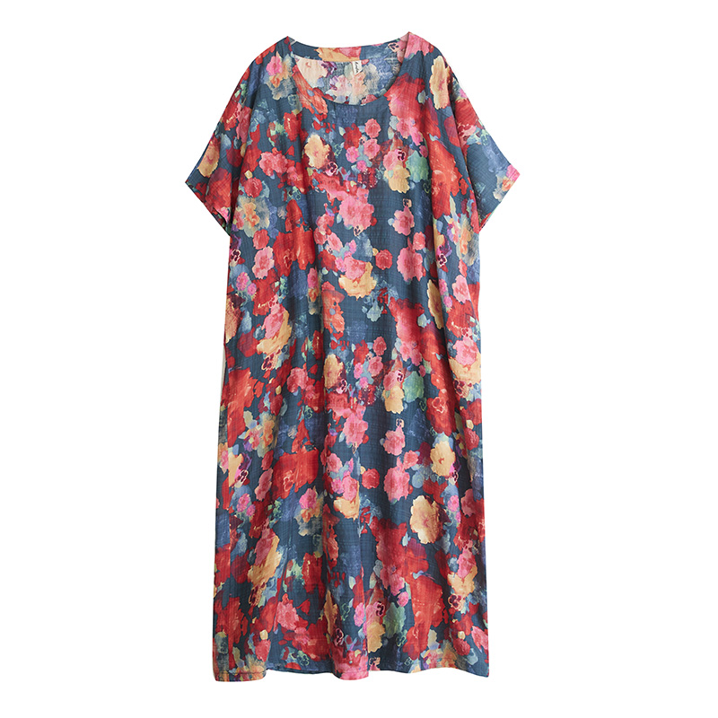 XITAO Print O-neck Dress Loose Half Sleeve Comfortable Slimming Pullover Elegant Summer Female Dress ZMY1096