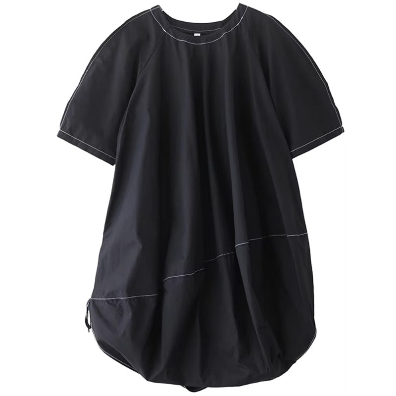 XITAO Irregular O-neck Solid Color Dress Half Sleeve Patchwork Casual New Arrival All-match Summer Woman Slimming Dress ZMY1357
