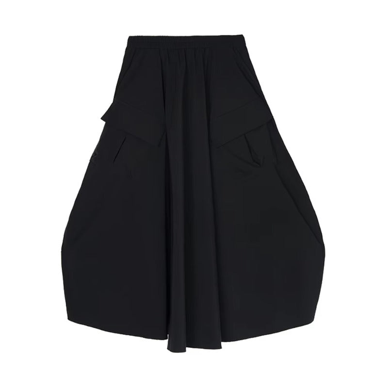 XITAO Bud Pocket Elastic Waist Skirt Casual Loose Fitting A-line Hong Kong New Personality Solid Color Women Skirt ZMY1329