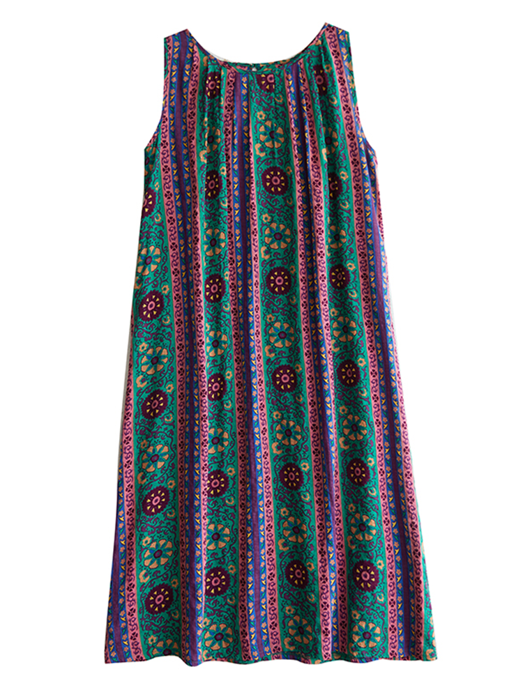 XITAO Print O-neck Dress Contrast Color Sleeveless Casual Loose Fitting Personality Pullover Simple Popular Female Dress ZMY1091