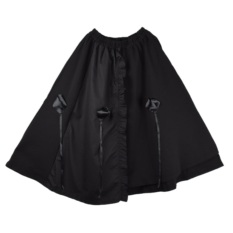 XITAO Fungus Skirts Black High Waist Three-dimensional Webbing Decorate Fashion All-match Casual New Arrival Women GWJ2715