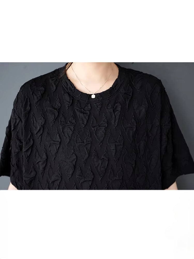 XITAO Jacquard O-neck A-line Dress Casual Solid Color Loose Fitting Literary Style Simple Texture Sensation Women Dress GYX1631