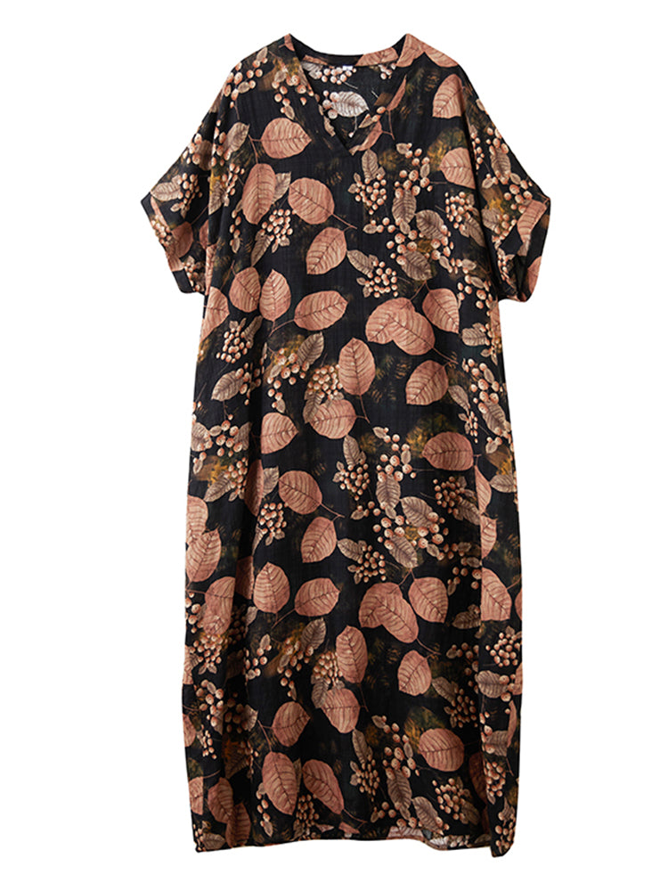 XITAO Short Sleeve Print Dress Pullover Comfortable All Match Elegant V-neck A-line Summer Women Dress ZMY1124