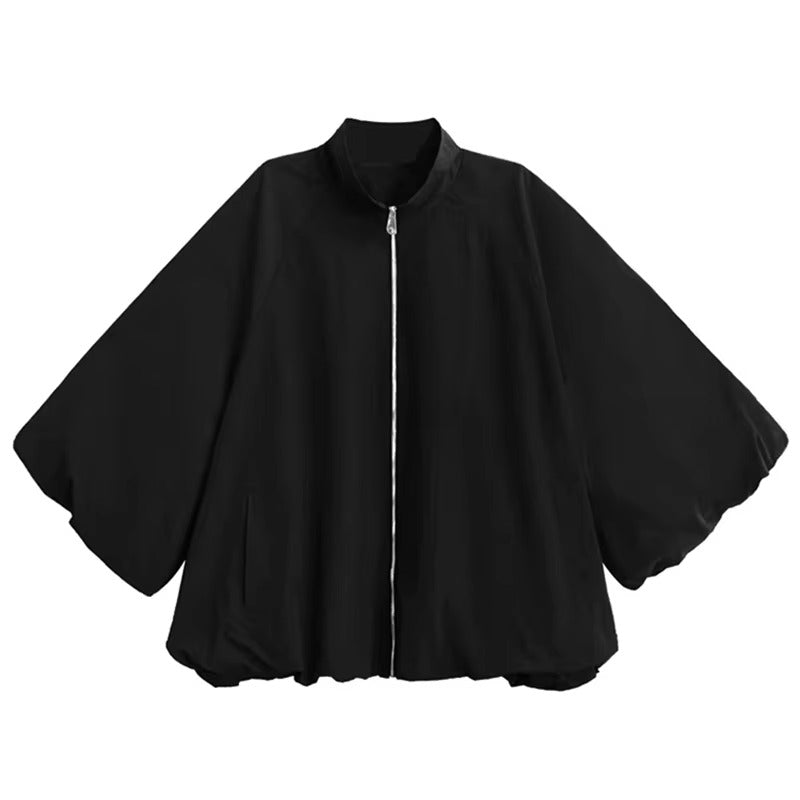 XITAO Zipper Stand Collar Vintage Jackets Loose Casual Full Sleeve Solid Color Fashion Personality Trend Woman Jackets ZMY1408