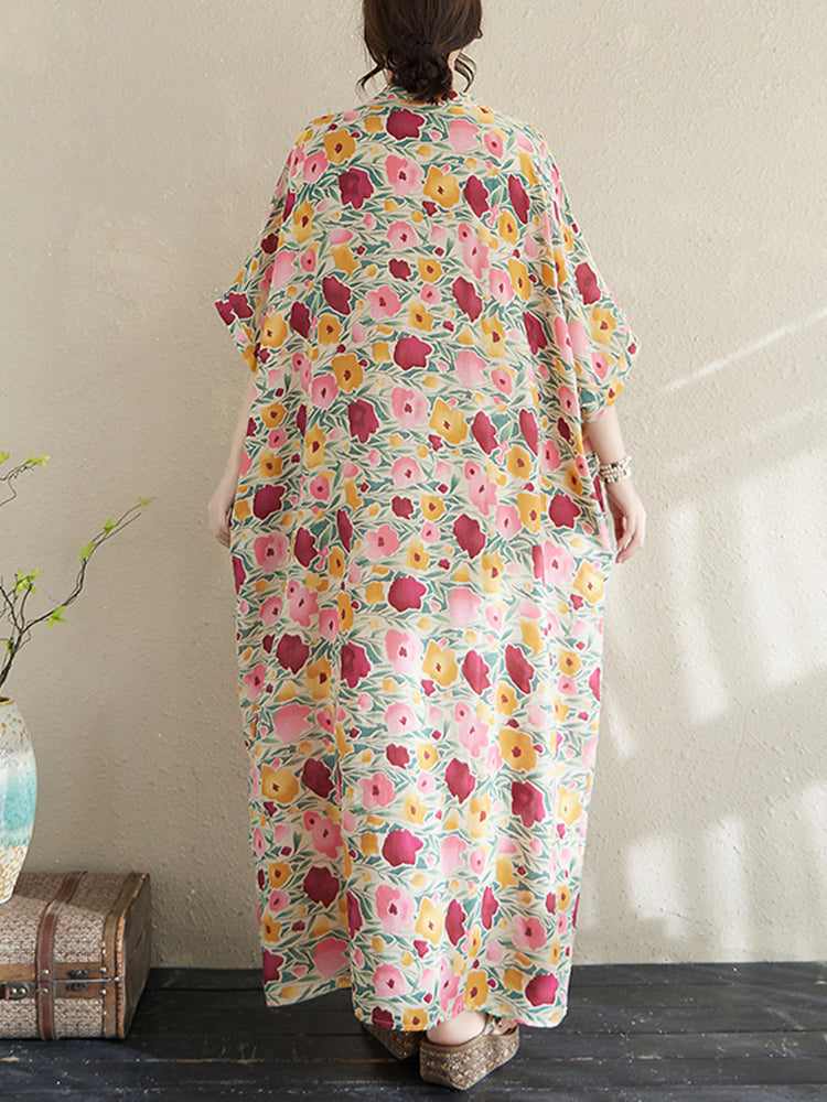 XITAO Print Flower Half Sleeve V-neck Dress Casual Personality Slimming A-line Elegant Sweet Summer Women Dress ZMY1007