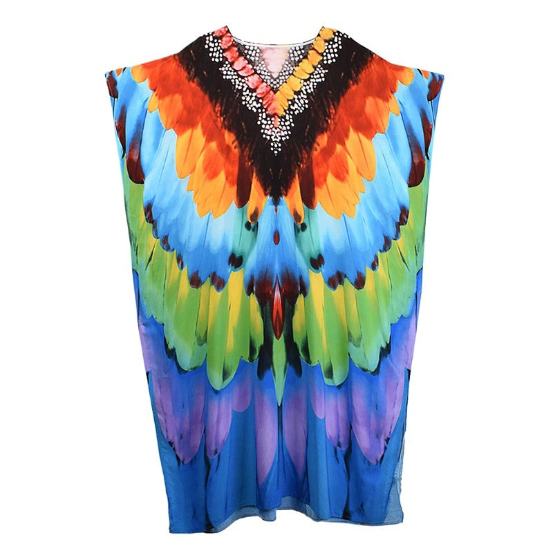 XITAO V-neck Ankle-length Dress Loose Casual Vintage Side Slit Bat Wing Sleeve Personality Pullover Summer Woman Dress GJ1187