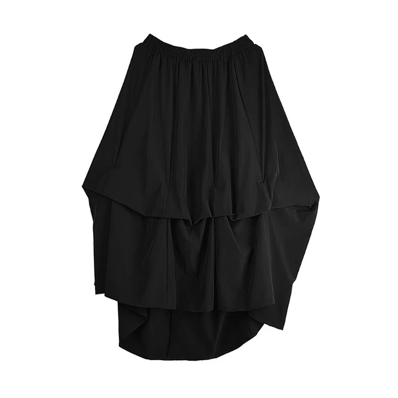 XITAO Irregular Pleated Skirt Solid Color Casual Elastic Waist Loose Simple All-match Temperament Summer Woman Skirt ZMY1273