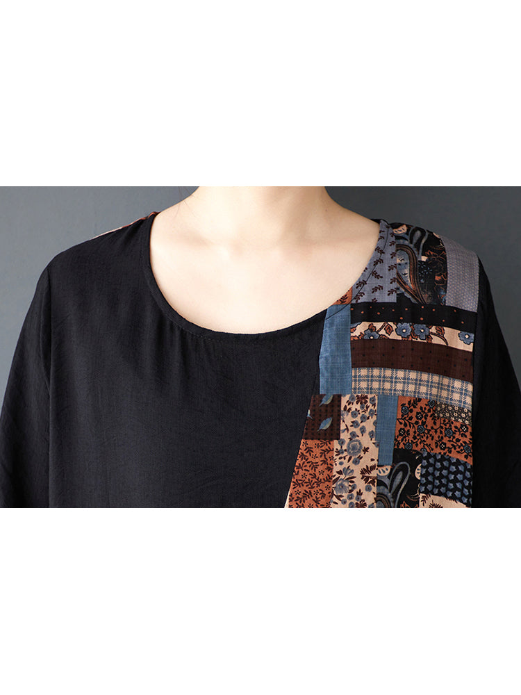 XITAO Asymmetrical Patchwork Dress O-neck Print A-line Half Sleeve Comfortable Pullover Summer Women Dress ZMY1130