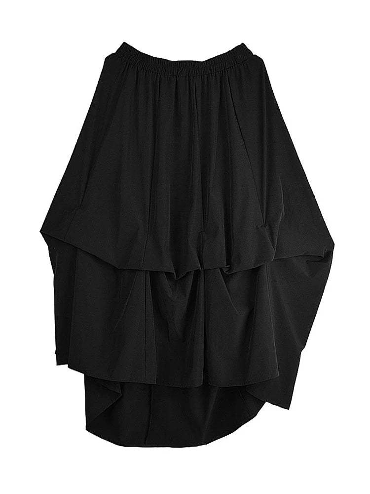 XITAO Irregular Pleated Skirt Solid Color Casual Elastic Waist Loose Simple All-match Temperament Summer Woman Skirt ZMY1273