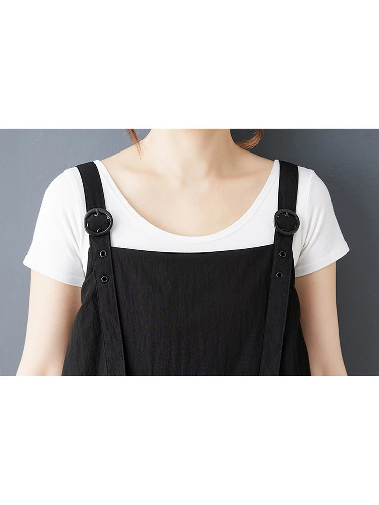 XITAO Asymmetrical Spaghetti Strap Sleeveless Dress Solid Color Pocket Patchwork Square Collar A-line Slim Women Dress ZMY1286