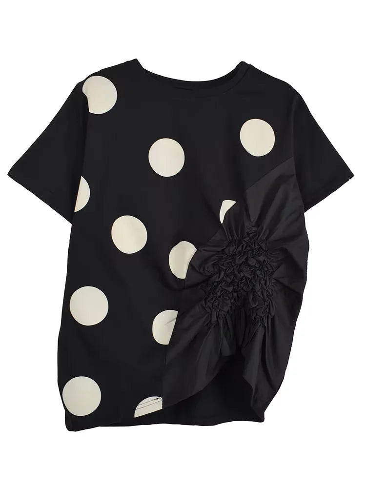 XITAO Three-dimensional Decoration Asymmetrical T-Shirts Patchwork Print Pullover Short Sleeve Casual Fashion All Match ZY8923