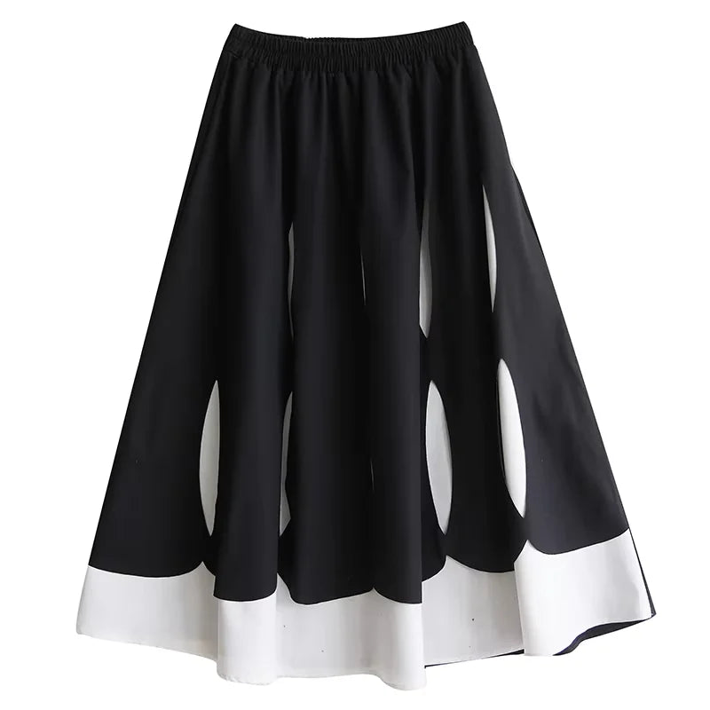 XITAO Patchwork Contrast Color A-line Skirt Casual Loose Fitting New Arrival Simple Fashion Leisure Summer Women Skirt GYX1618