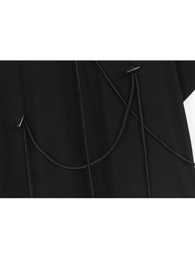 XITAO Irregular Casual T-shirt Horn Decorate Women Top Solid Color Loose Summer New T-shirt DMJ4148
