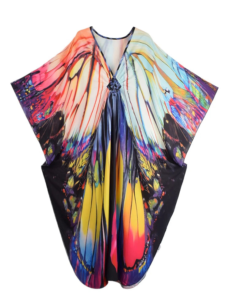 XITAO Contrast Color Print Dress Side Slit Loose Casual Temperament Pullover Loose Casual Slimming Summer Woman Dress GJ1167