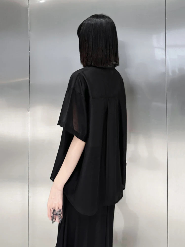 XITAO Casual Short Sleeve Shirt Contrast Color Patchwork Button Decorate Top Loose Fashion Women Shirt Summer New WLD20189