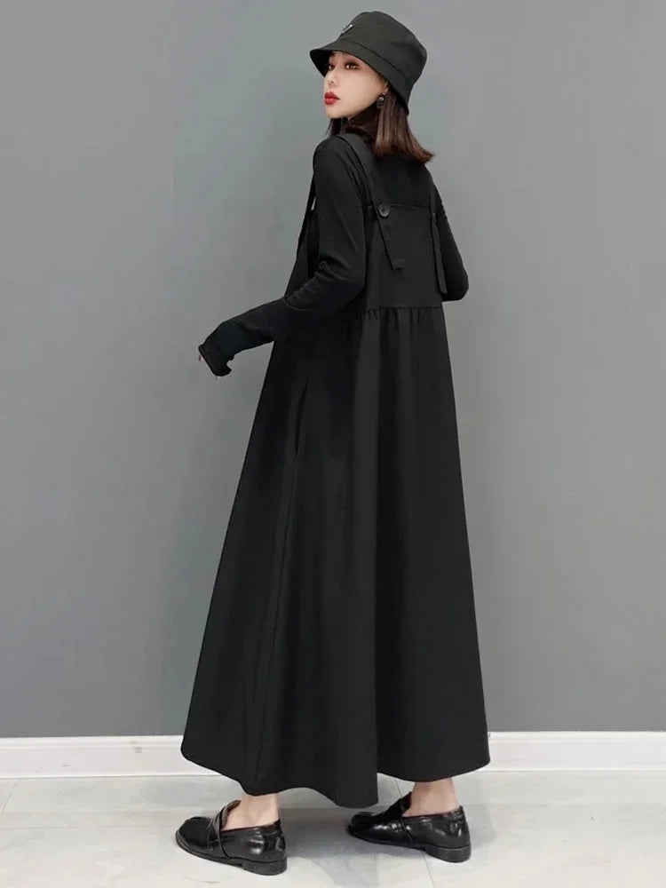 XITAO Asymmetrical Camisole Dress Fashion Solid Color Personality Square Collar Loose Suspenders Dress 2022 Spring New GWJ2791