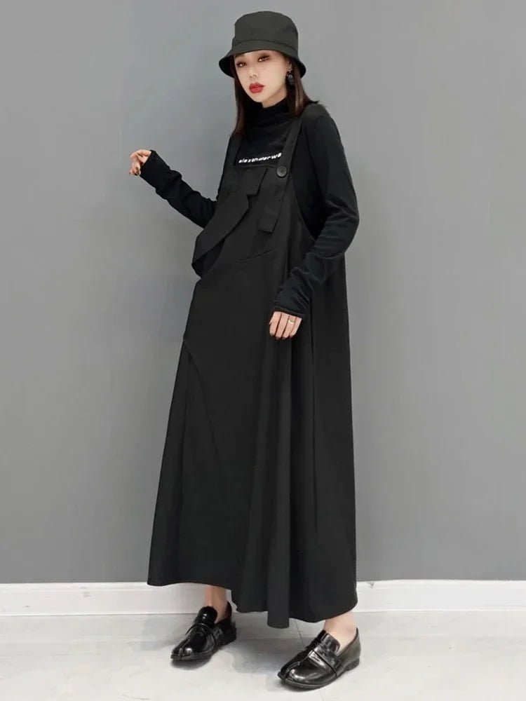 XITAO Asymmetrical Camisole Dress Fashion Solid Color Personality Square Collar Loose Suspenders Dress 2022 Spring New GWJ2791