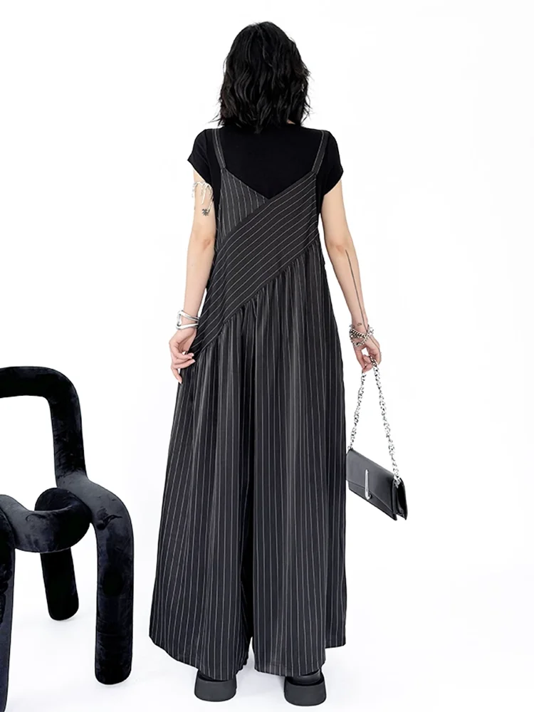 XITAO Irregular Patchwork Loose Jumpsuits Striped Casual Slimming Temperament Sleeveless V-neck Summer Woman Jumpsuits ZY8945