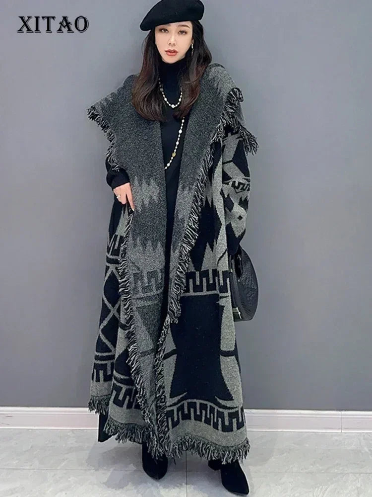 XITAO Loose Knitting Sweaters Full Sleeve Turn Down Collar Cardigan Fashion Tassel Casual Autumn Women New Sweaters GJ1104
