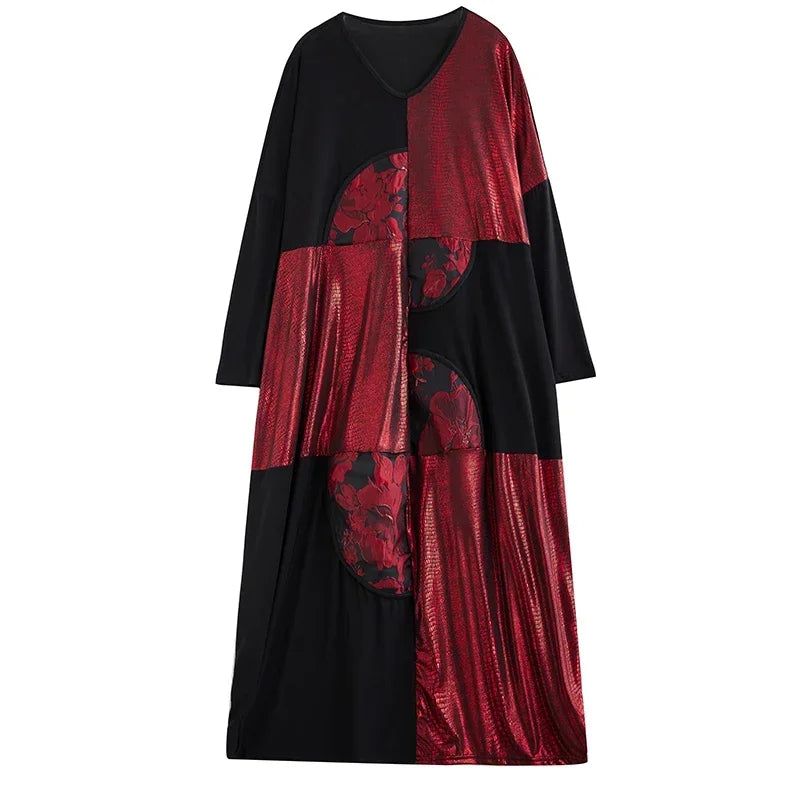 XITAO Casual Vintage Dress Fashion Asymmetrical Contrast Color Print Women Long Sleeve T-shirt Dress Spring New DMJ3102