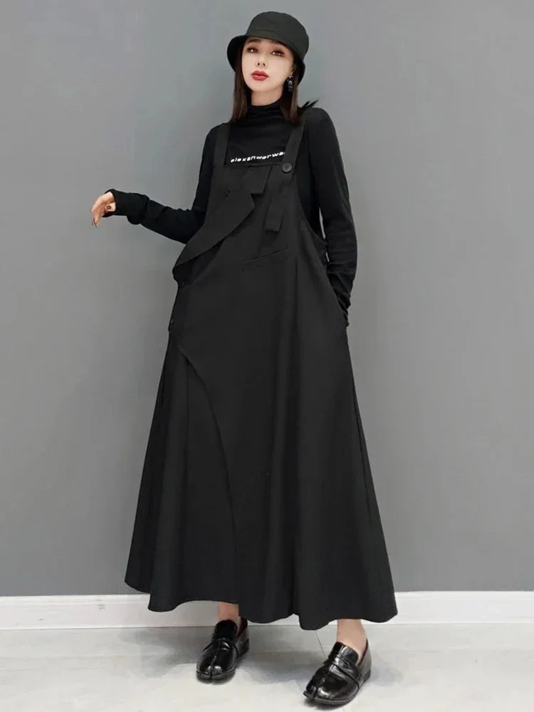 XITAO Asymmetrical Camisole Dress Fashion Solid Color Personality Square Collar Loose Suspenders Dress 2022 Spring New GWJ2791