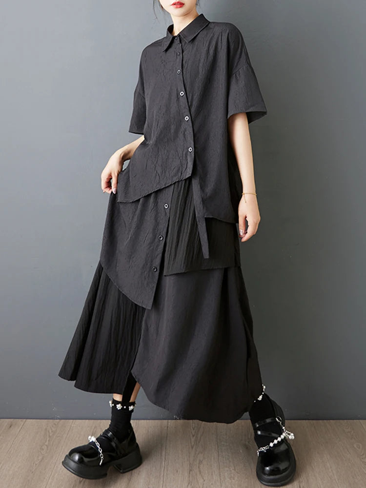 XITAO Patchwork Irregular Women Solid Color Skirt Loose New Summer Elastic Waist Fashion All Match Slim Woman Skirts ZMY1219