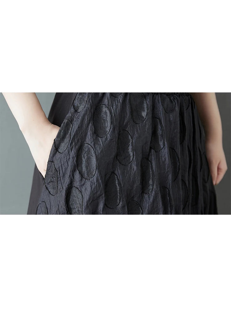 XITAO Gauze Patchwork Asymmetrical Skirts Contrast Color Elastic Waist A-line Mid-calf Casual Slimming Summer Skirt GYX1531