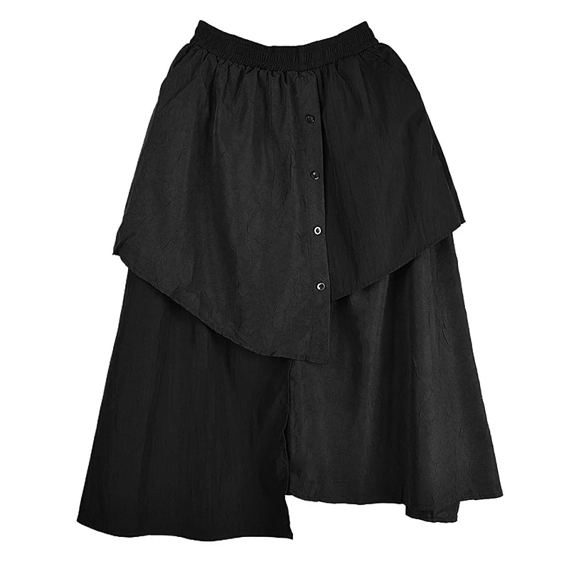 XITAO Patchwork Irregular Women Solid Color Skirt Loose New Summer Elastic Waist Fashion All Match Slim Woman Skirts ZMY1219