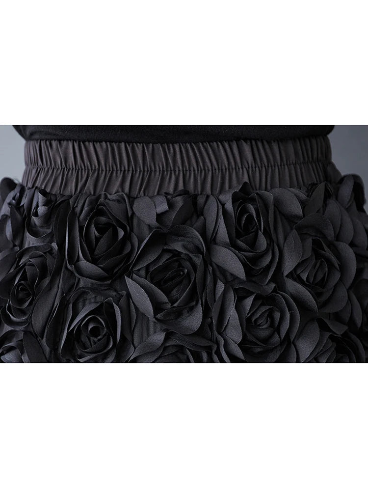 XITAO Loose Irregular Female Elastic Waist Skirt New Personality Flower Women Casual All-match Elastic Waist Skirt ZMY1067
