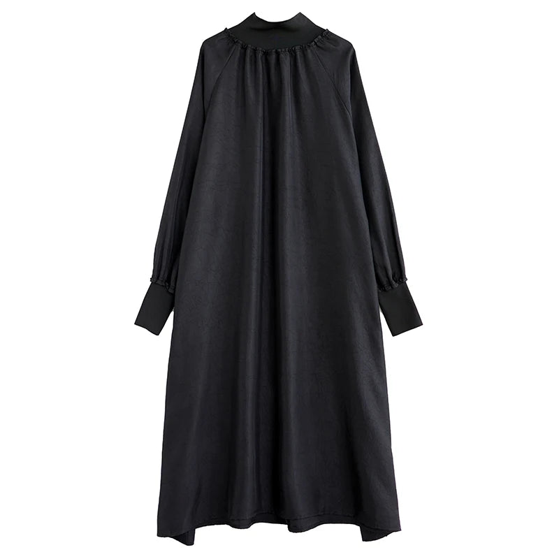 XITAO Loose Turtleneck Female Dress Fashion Temperament Irregular Women Autumn Simplicity Casual Long Sleeve Dress DMJ2337