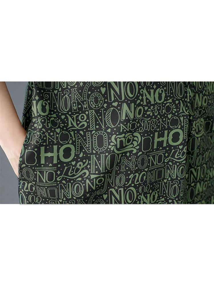 XITAO Letter Print Pocket Patchwork Dress Short Sleeve Turn-down Collar Single Breasted Pullover Loose Slim Shirt Dress ZMY1151