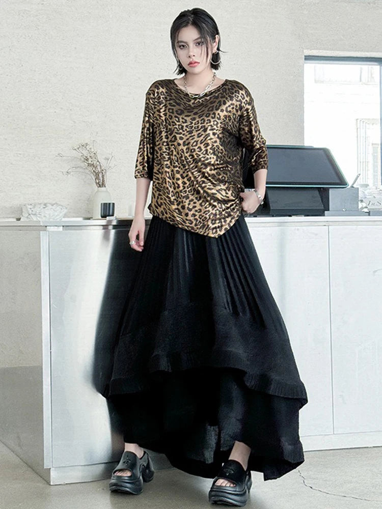 XITAO Irregular Print O-neck Half Sleeve T-shirt Casual Classic Style Personality Fashion Europe Summer Women T-shirt GYX1638