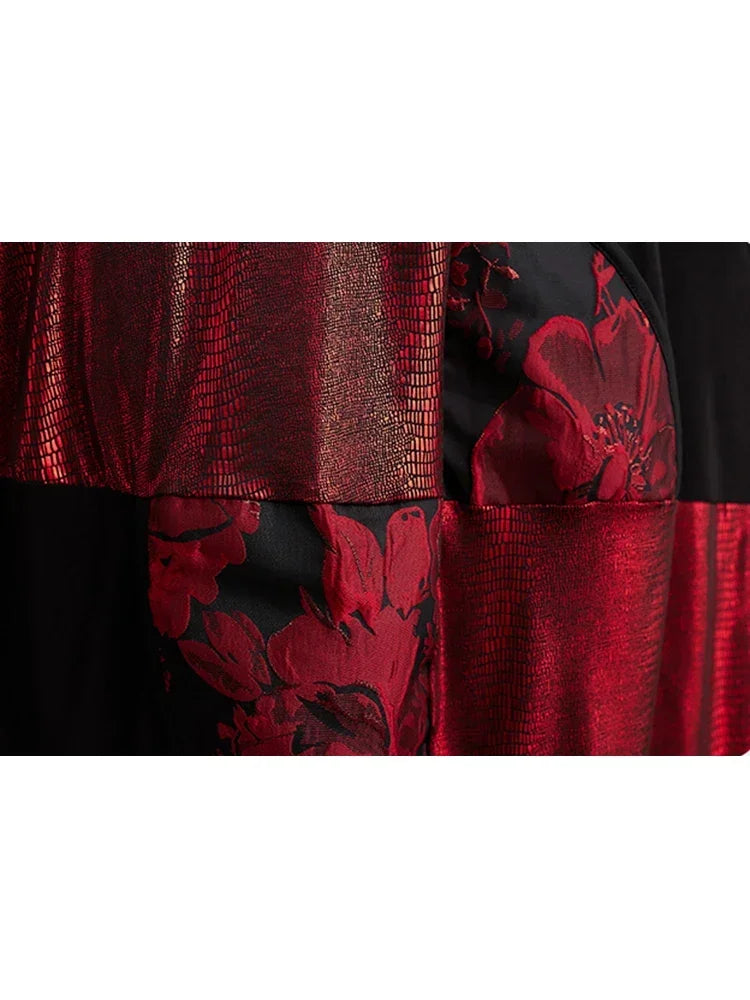 XITAO Casual Vintage Dress Fashion Asymmetrical Contrast Color Print Women Long Sleeve T-shirt Dress Spring New DMJ3102