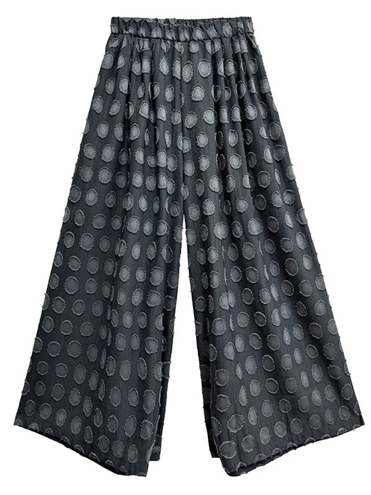 XITAO Dot Patchwork Contrast Color Print Pants Elastic Waist Pocket Loose Casual Match Personality Slimming Women Pants HQQ2515