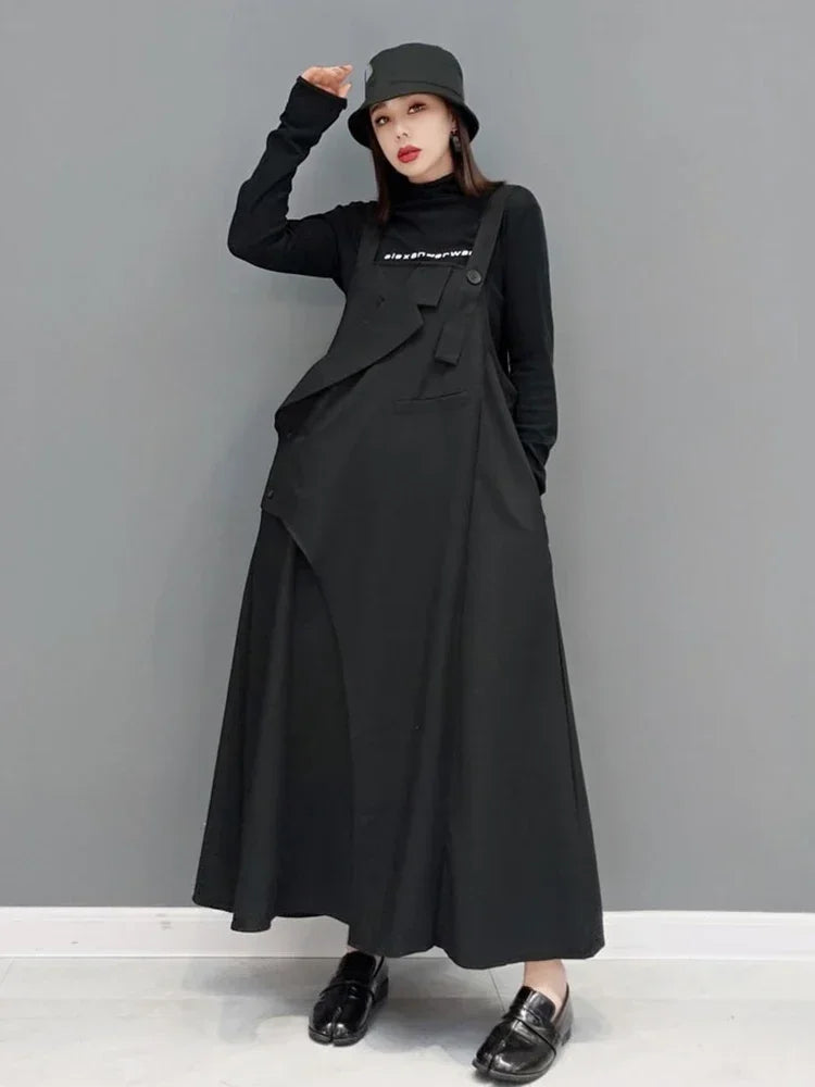 XITAO Asymmetrical Camisole Dress Fashion Solid Color Personality Square Collar Loose Suspenders Dress 2022 Spring New GWJ2791