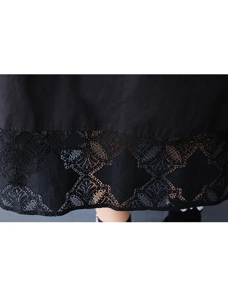 XITAO Hollow Out Patchwork Lace Dress Casual O-neck A-line Short Sleeve A-line New Arrival Fashion Summer Women Dress HQQ2472