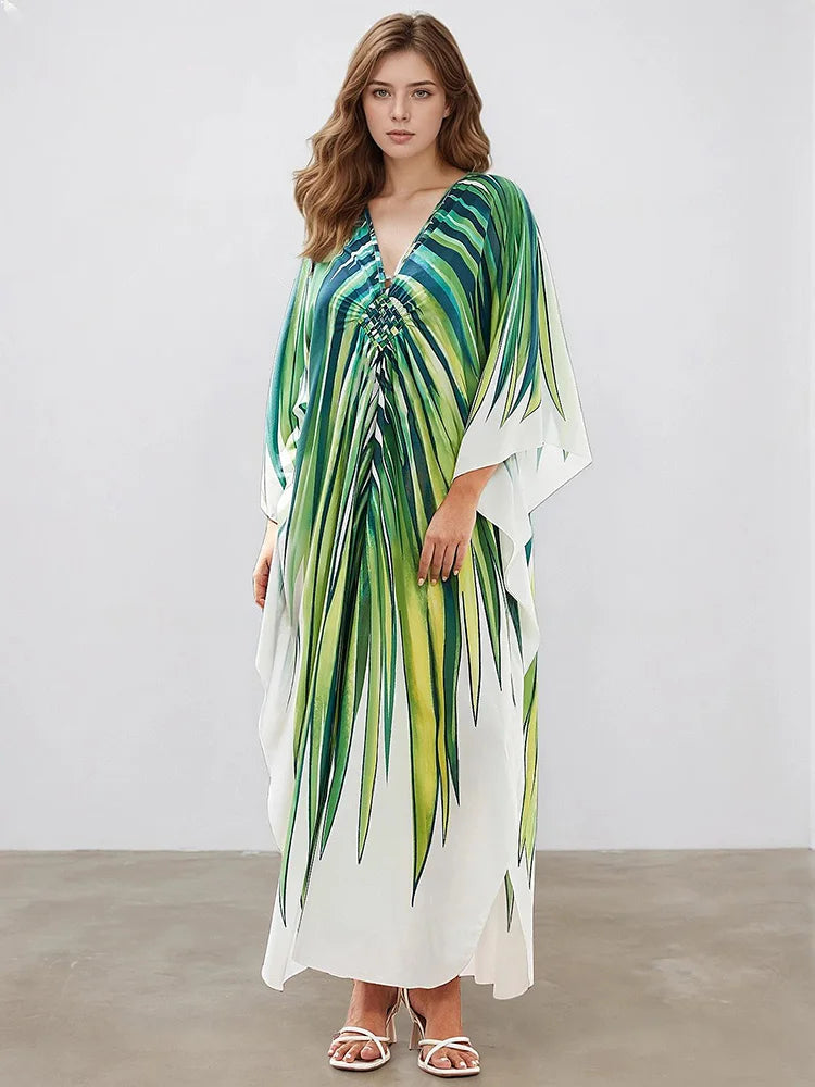 XITAO Striped Contrast Color Dress Elegant Small Fresh A-line Loose Casual Bat Wing Sleeve Side Slit Summer Woman Dress GJ1166