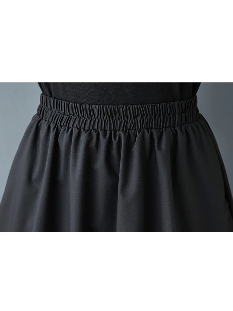 XITAO Irregular Mesh Patchwork Skirt Loose Asymmetric Contrast Color Women Casual All-match Elastic Waist Simple Skirt HQQ2436