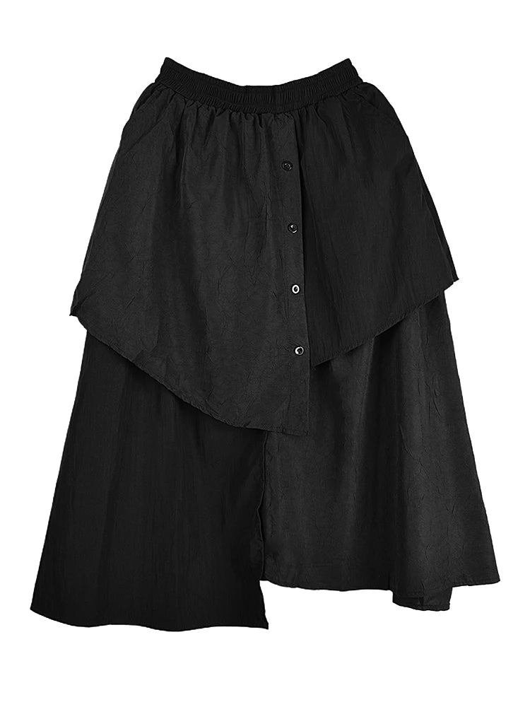 XITAO Patchwork Irregular Women Solid Color Skirt Loose New Summer Elastic Waist Fashion All Match Slim Woman Skirts ZMY1219