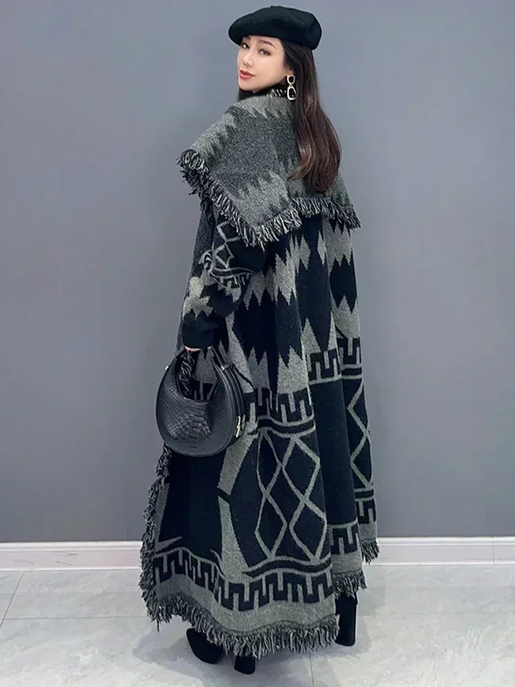 XITAO Loose Knitting Sweaters Full Sleeve Turn Down Collar Cardigan Fashion Tassel Casual Autumn Women New Sweaters GJ1104