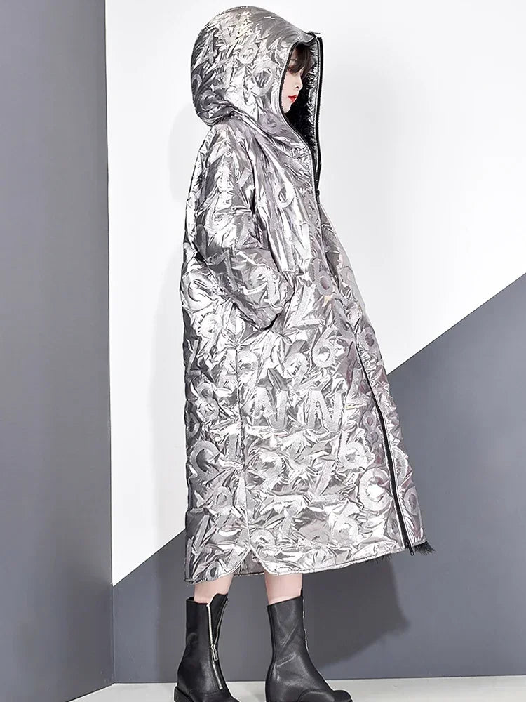 XITAO Personality Winter Coat Women Letter Pattern Streetwear Parka Tide Brand Loose Women Clothes New DMY1754