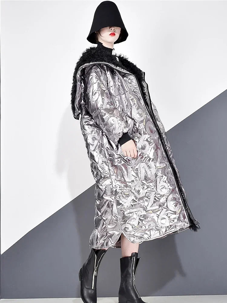 XITAO Personality Winter Coat Women Letter Pattern Streetwear Parka Tide Brand Loose Women Clothes New DMY1754