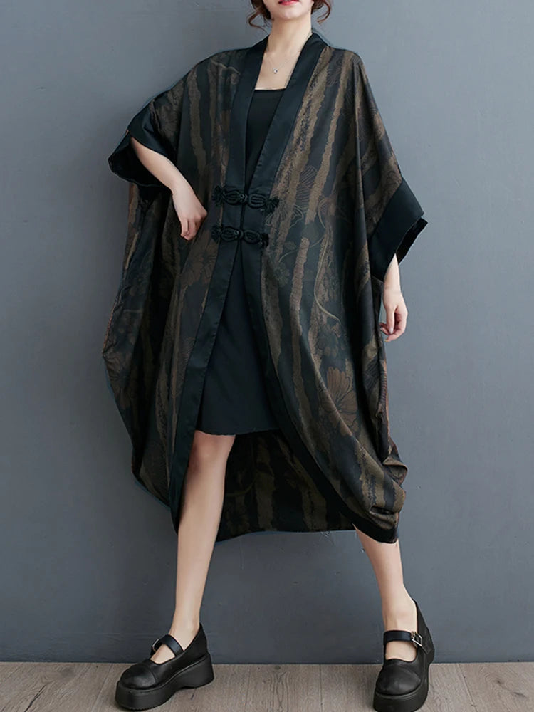 XITAO Vintage Single Breasted Asymmetrical Trench Short Sleeve Pocket Patchwork Loose Slim All Match Temperament Coat ZMY1148