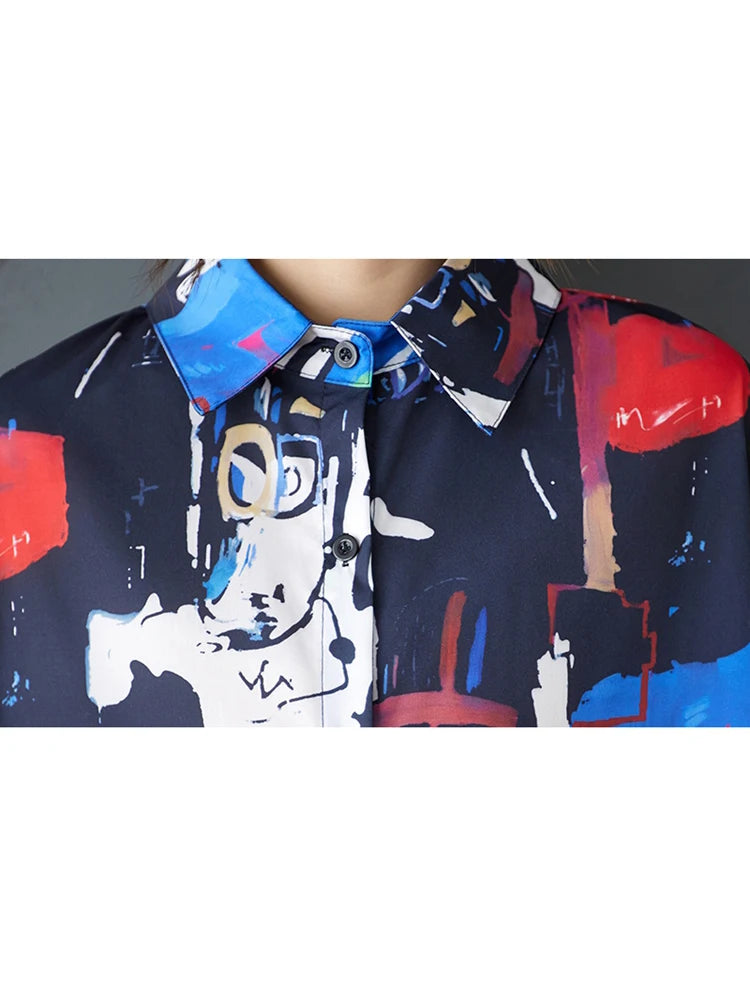 XITAO Irregular Print Loose Female Shirt Dress Personality Korea Women Summer New Casual Short Sleeve Slimming Dress ZMY1134