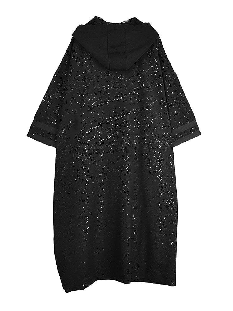 XITAO Zipper Hooded Drawstring Coat Casual Loose Fitting Slimming New Arrival V-neck Personality Spring Female Trench ZMY1049