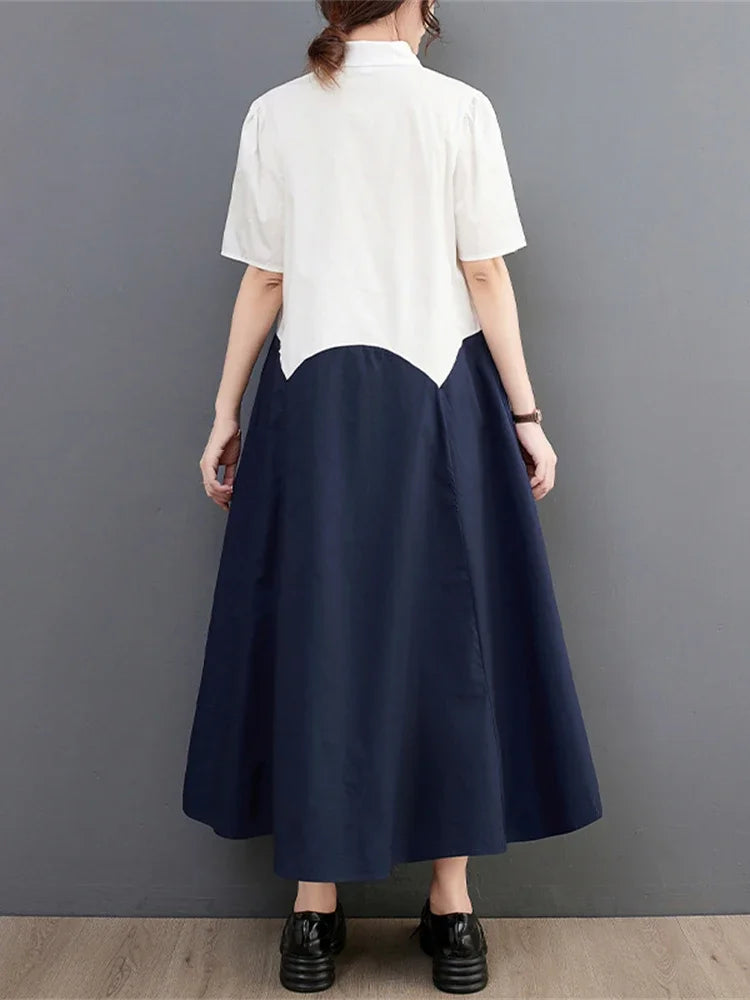 XITAO Vintage Dress Fashion Women Pullover Half Sleeve Goddess Fan Casual Style Loose 2024 Summer Elegant Dress WLD16133