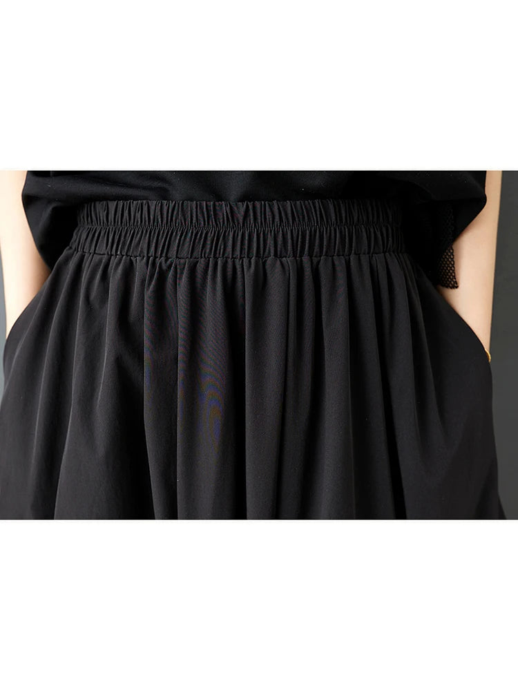XITAO Irregular Pleated Skirt Solid Color Casual Elastic Waist Loose Simple All-match Temperament Summer Woman Skirt ZMY1273